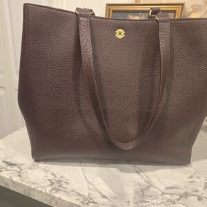 Dagne Dover Burgundy Leather Laptop Tote Bag
